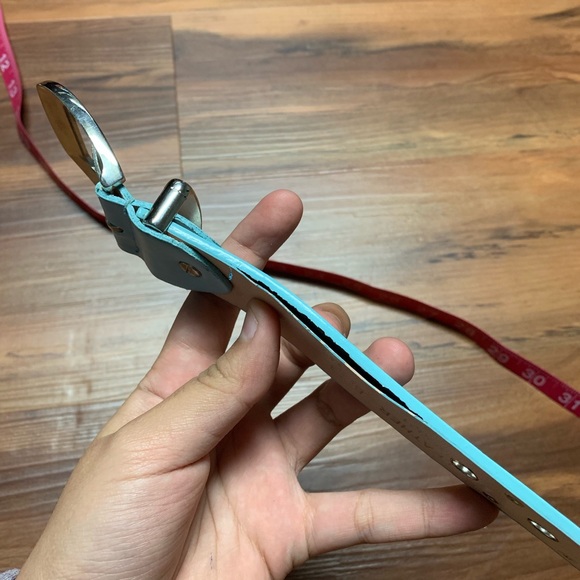 Vintage Retro Leather Studded Eyelet Blue Belt - Picture 6 of 8